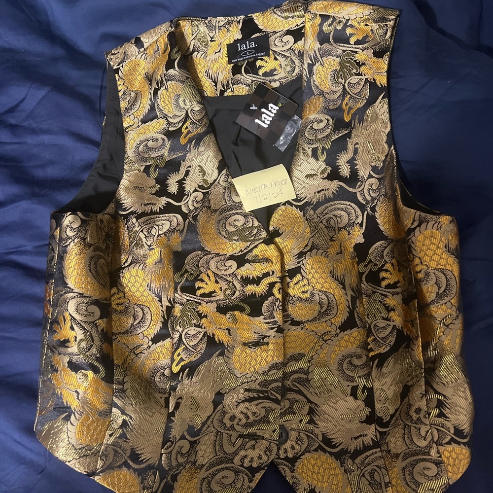 Dressed in Lala BNWT Golden Dragon Waistcoat Small - Picture 3 of 3